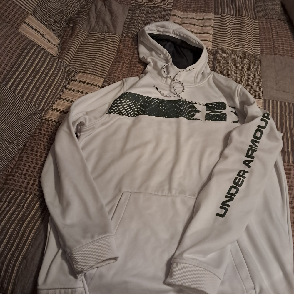 Under Armour White and Green Men's Hoodie
